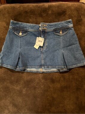 American Eagle Outfitters Blue Denim Pleated Mini Skirt